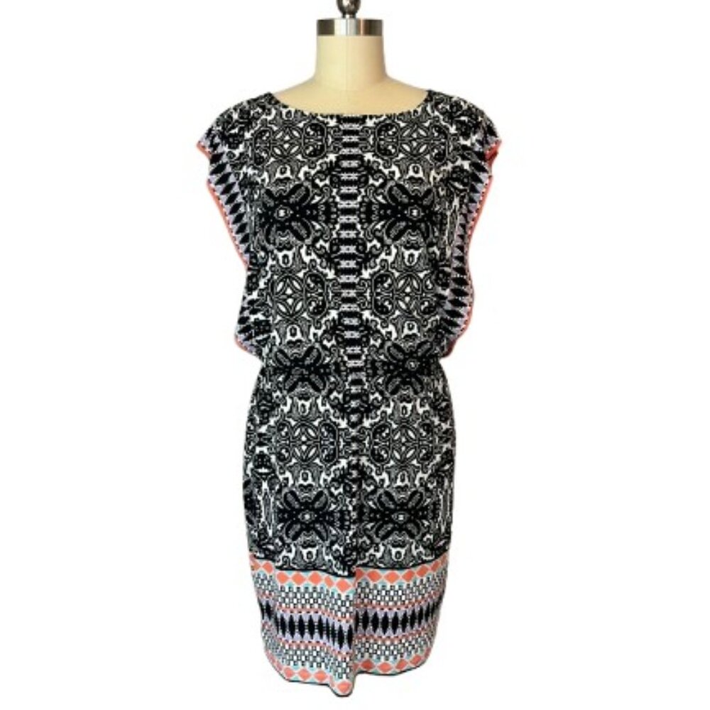 London Style Black & White/Multicolor Dress - NWT
